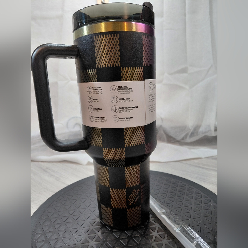 NEW Stanley Flowstate 40oz Quencher H2.0 Tumbler Iridescent Black Plaid - Picture 8 of 12